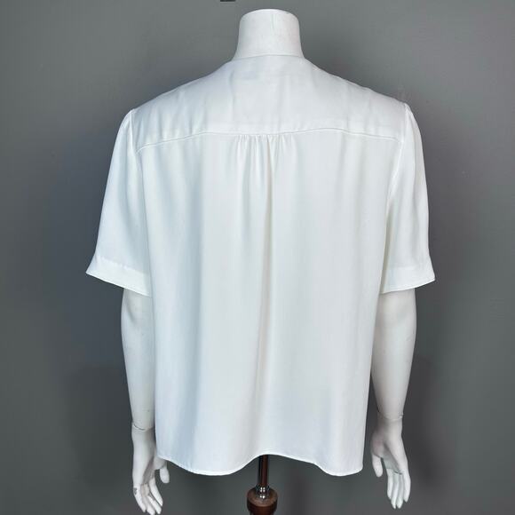 Trina Turk blouse top Large white short sleeve office summer coastal - Picture 5 of 9